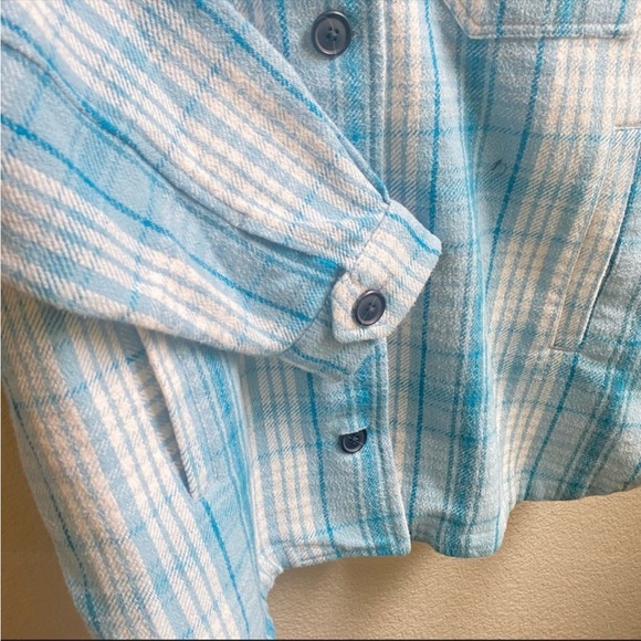 Lucky Brand blue paid shacket shirt jacket - Picture 3 of 11